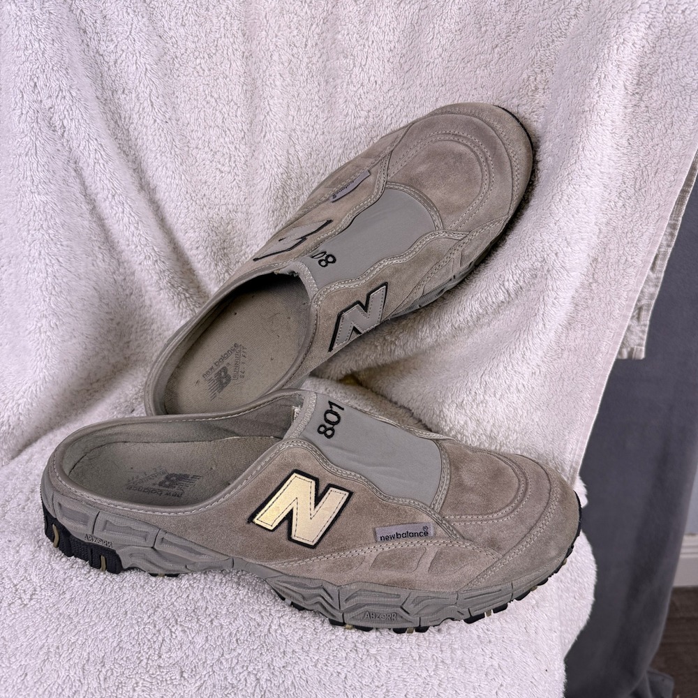 New Balance 801 Mens Shoes M801SGR 13 Slides Suede Mule Clog Slip On Gorpcore
